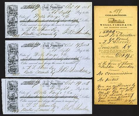 Wells Fargo And Co 1858 Trio Of Checks With Wells Fargo Collection