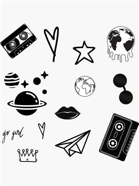 Black And White Aesthetic Girly Stickers Pack Sticker By Con Inspo