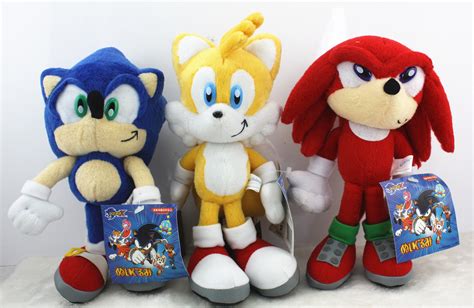 3pcs Sonic The Hedgehog Knuckles Tails 8 Inch Stuffed Plush Doll Toys