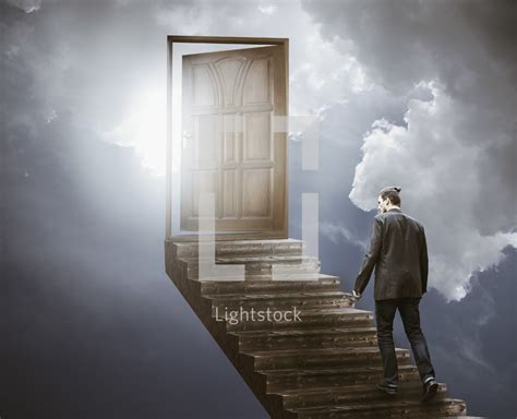 A Man Walking On Steps To Heaven — Photo — Lightstock