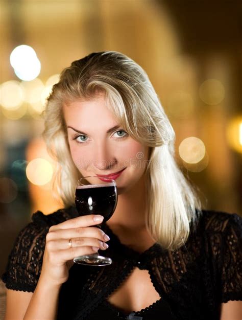 Woman Drinking Red Wine Stock Image Image Of Glass Elegant 7586561