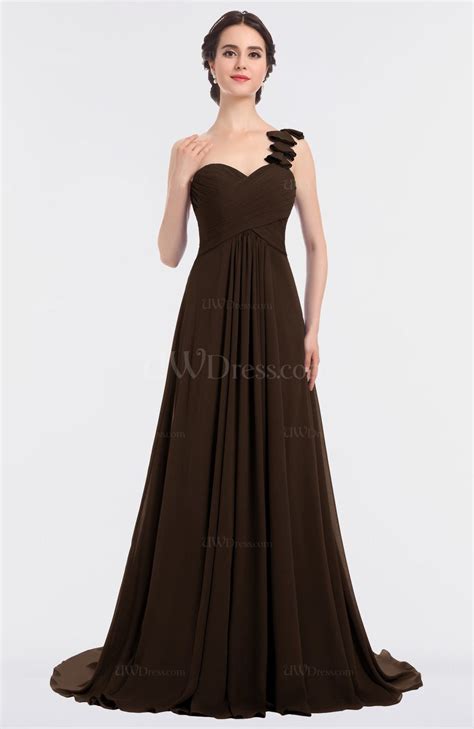 Copper Glamorous A Line Asymmetric Neckline Sleeveless Sweep Train