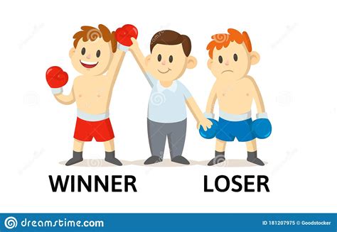 Words Winner And Loser Textcard With Text Cartoon Characters Opposite
