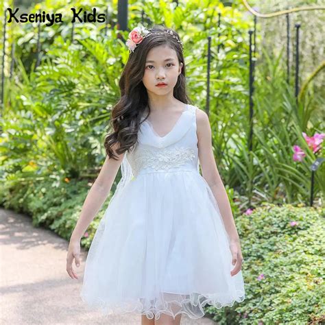Kseniya Kids Girl V Neck Vest Princess Dress Sleeveless Flowers Ball