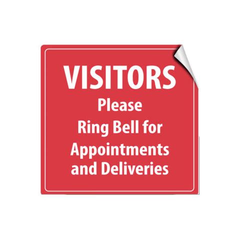 Visitors Please Ring Bell Appointments Deliveries Label Decal Sticker