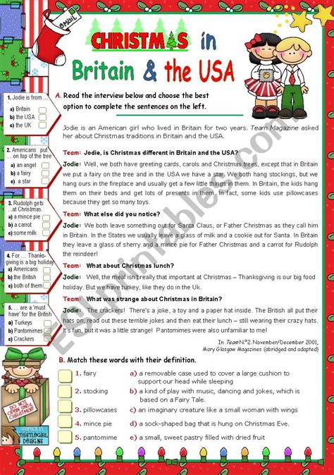 Christmas In Britain And In The Usa Esl Worksheet By Mena22