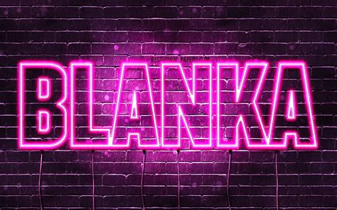 Blanka With Names Female Names Blanka Name Purple Neon Lights Happy
