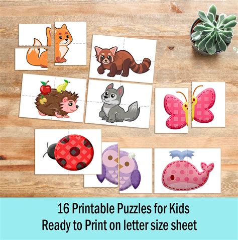 Animal Puzzles Printable Toddlers Puzzles Toddler Matching Etsy