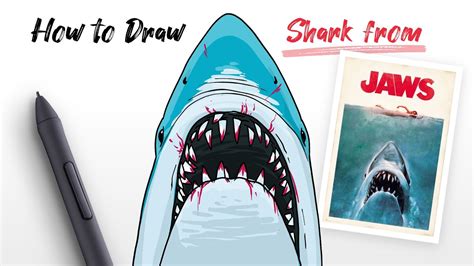 How To Draw A Shark From Jaws Movie Great White Shark Easy Step By