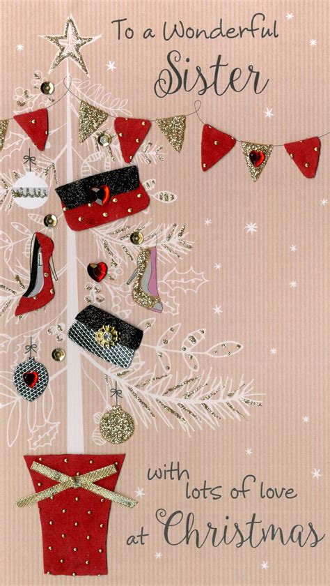 Wonderful Sister Embellished Christmas Card Cards Love Kates