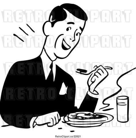 Vector Clip Art Of Retro Guy Eating A Meal By Bestvector 22621