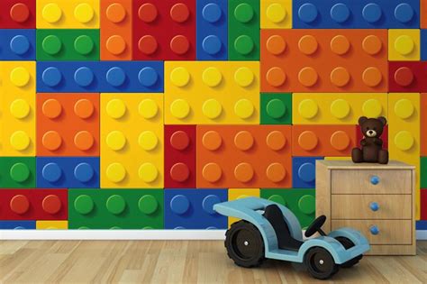 Colourful Building Blocks Wall Mural Lego Wallpaper Lego Wall Lego Room