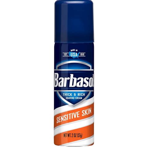 Barbasol Sensitive Skin Thick And Rich Shaving Cream For Men 2 Oz