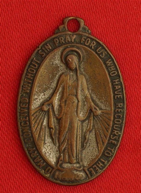 Vintage Miraculous Virgin Mary Medal Religious Mary Conceived Without Sin Medal 3939806016