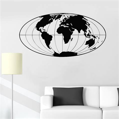 World Map Wall Decal Office Decor Planet Earth Geographical Globe World