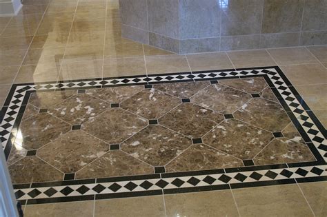 If, like us, you don't want to cover your beautiful bathroom marble with a rug that wraps around your toilet, you may have urine stains around your. Use varied marble tiles to create a "rug" on the floor of the master bath | Custom floor design ...