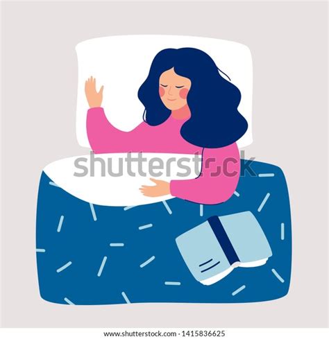 Mujer Durmiendo De Noche En Su Vector De Stock Libre De Regalías 1415836625 Shutterstock