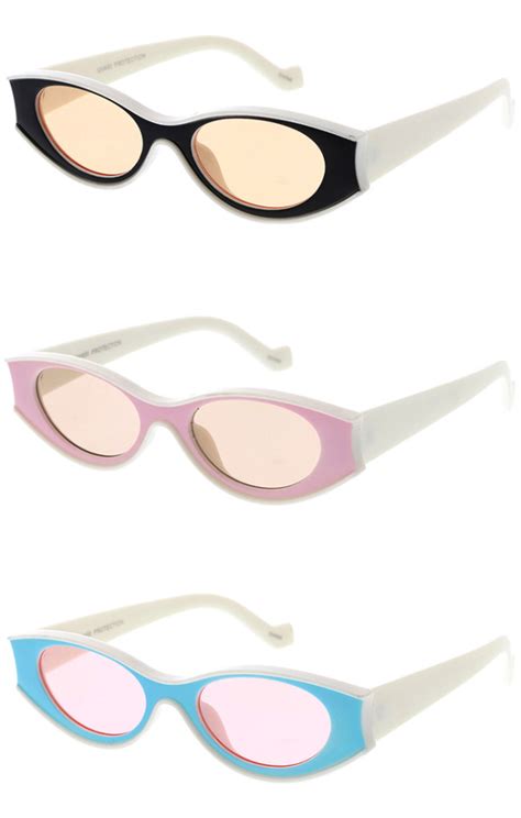 retro 1960s two tone color oval wholesale sunglasses