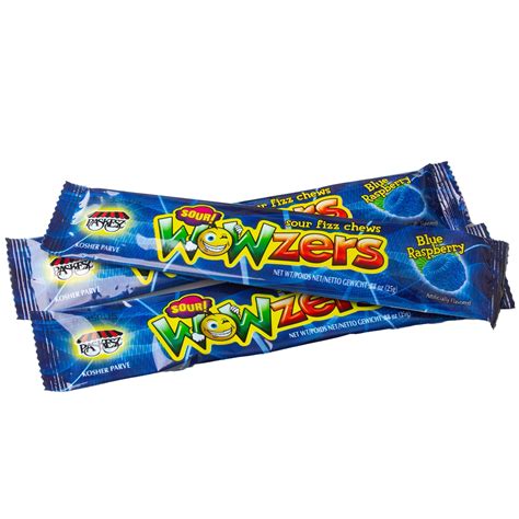 Wowzers Blue Raspberry Sour Fizz Chews 48ct Box Wrapped Candy
