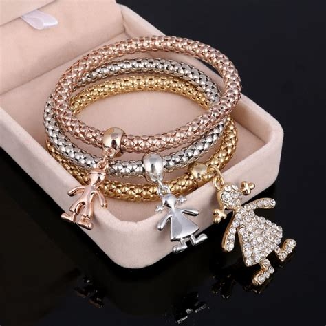 3pcs Set Crystal Bracelets And Bangles Gold Wrap Charm Bracelets Price 8