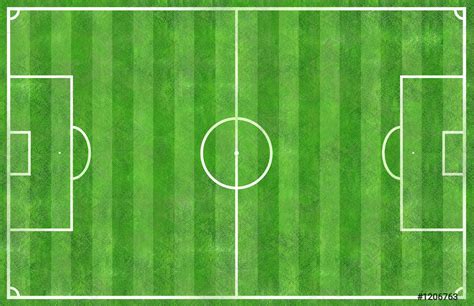 Top View Of Soccer Football Field Green Grass With White Stock Photo