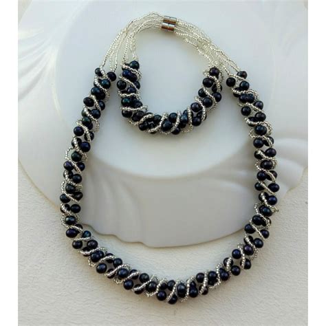Natural Black Pearl Jewelry Set