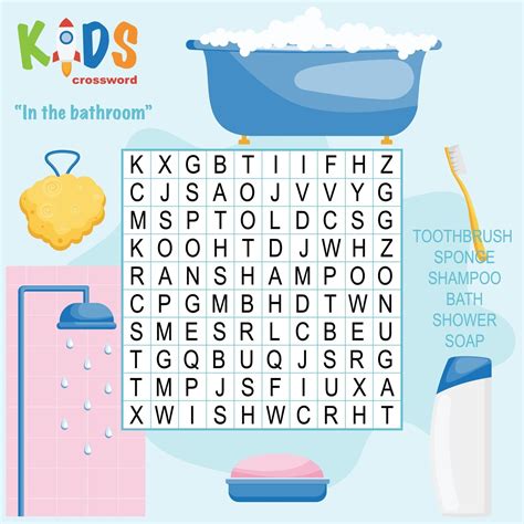 In The Bathroom Word Search Crossword 2171144 Vector Art At Vecteezy