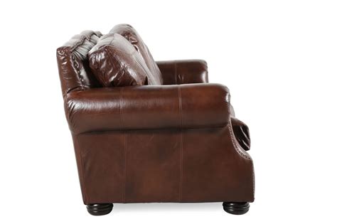 Paisley Printed Leather 100 Sofa In Dark Oak Mathis Brothers Furniture
