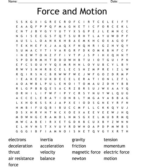 Motion And Forces Word Search Wordmint