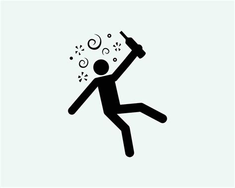 Drunk Person Icon Intoxicated Alcohol Drink Drinking Dizzy Vector Black