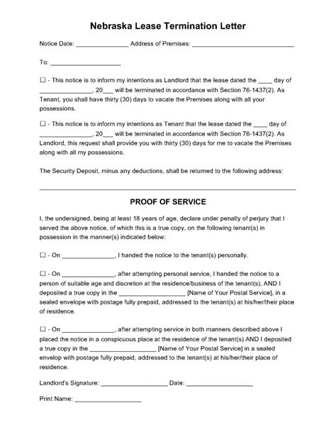 Specific details must be clearly stated on the notice, so the other party has reasonable awareness about their responsibilities. Free Nebraska 30 Day Notice to Vacate | Month to Month ...