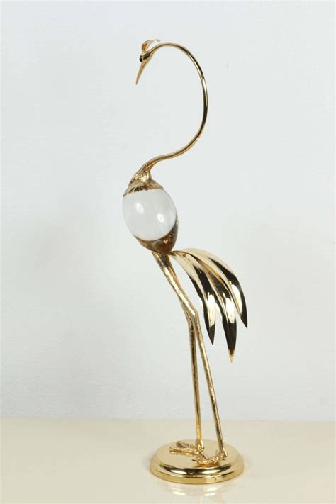 Fabulous Crane Sculpture In The Style Of Gabriella Crespi For Sale At