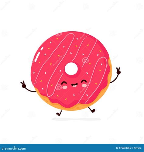 Cute Happy Smiling Donut Vector Stock Vector Illustration Of Cartoon