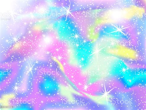 Unicorn Rainbow Background Holographic Sky Stock Illustration