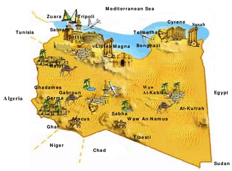 Map Of Libyas Principle Tourist Attractions Download Scientific Diagram