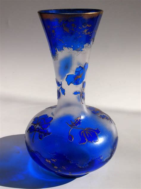 Bohemian Art Nouveau Harrach Blue To Clear Cameo Glass Vase 1900 For Sale At 1stdibs