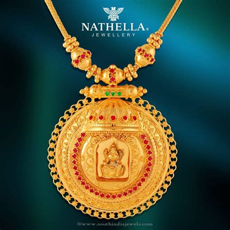 gold temple necklace from nathella south india jewels