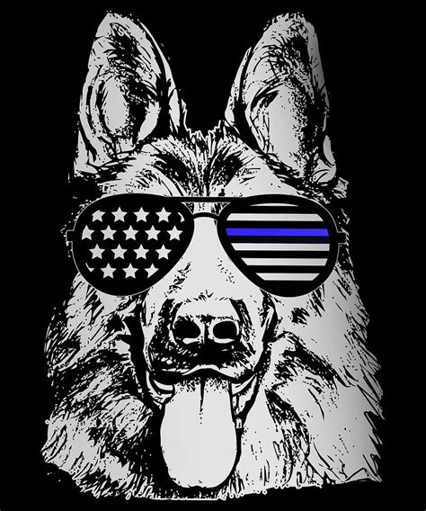 K9 Police American Flag German Shepherd Thin Blue Line Apparel Digital