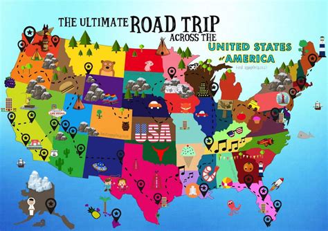 Us Road Trip Map Road Trip Usa Map Northern America Americas