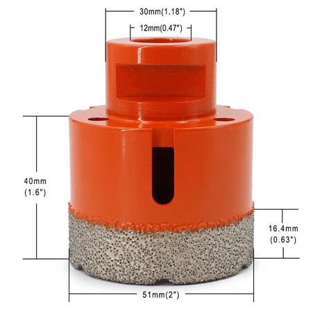Vacuum Brazed Diamond Core Drill Bit Inch Diameter For Concrete Granite