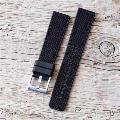 Rubber And Canvas Watch Strap Black 7 Friends And Watches Store