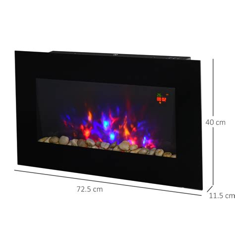 1000w2000w Electric Wall Fireplace W Led Flame Effect Timer Remote