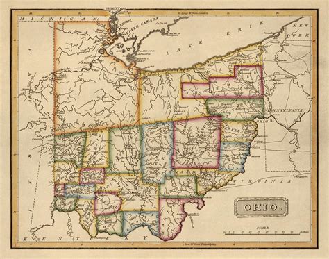 Antique Map Of Ohio By Fielding Lucas Circa 1817 Drawing By Blue Monocle
