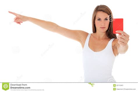 Young Woman Shows Red Card Stock Image Image Of Youth 22112401