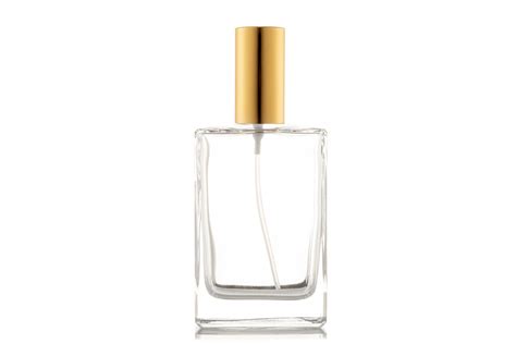 Perfume Bottle Clear Glass Gold Aluminium Top