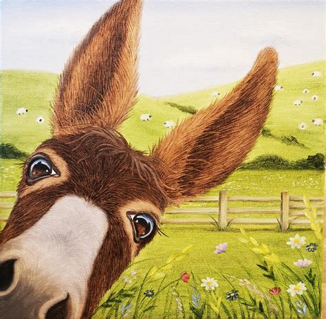 Original Oil On Canvas Spring Donkey