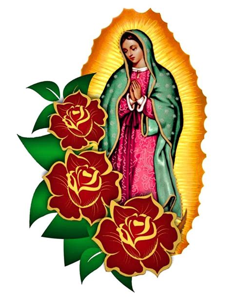 The Virgin Mary With Roses In Front Of It