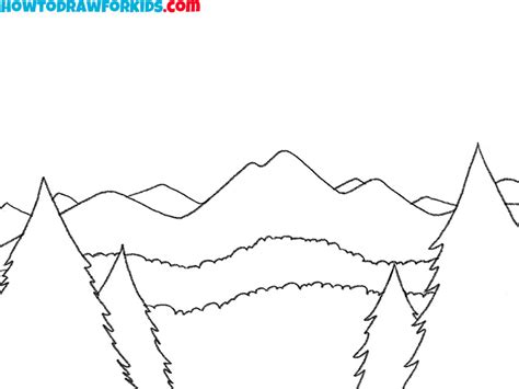 How To Draw A Mountain Landscape Drawing Tutorial For Kids