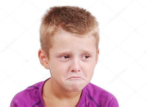 Very Cute Little Boy With Sad Expression On Face — Stock Photo