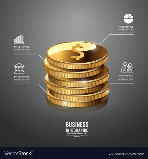 Infographic Gold Coin Business Template Royalty Free Vector